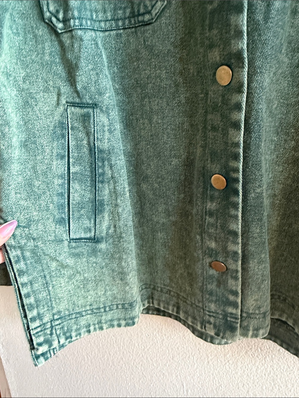 Hem & Thread Green Washed Denim Jacket - Picture 4 of 6